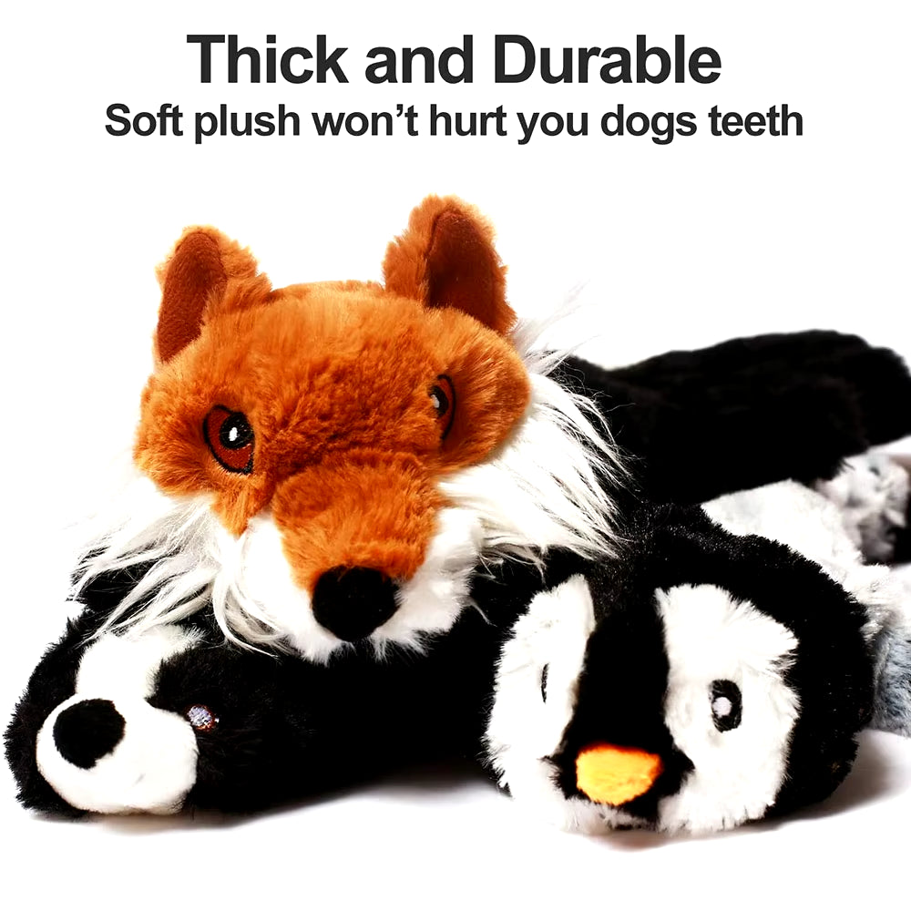 Funny Simulated Animal No Stuffing Dog Toy with Squeakers Durable Stuffingless Plush Squeaky Dog Chew Toy Crinkle Pet Squeak Toy
