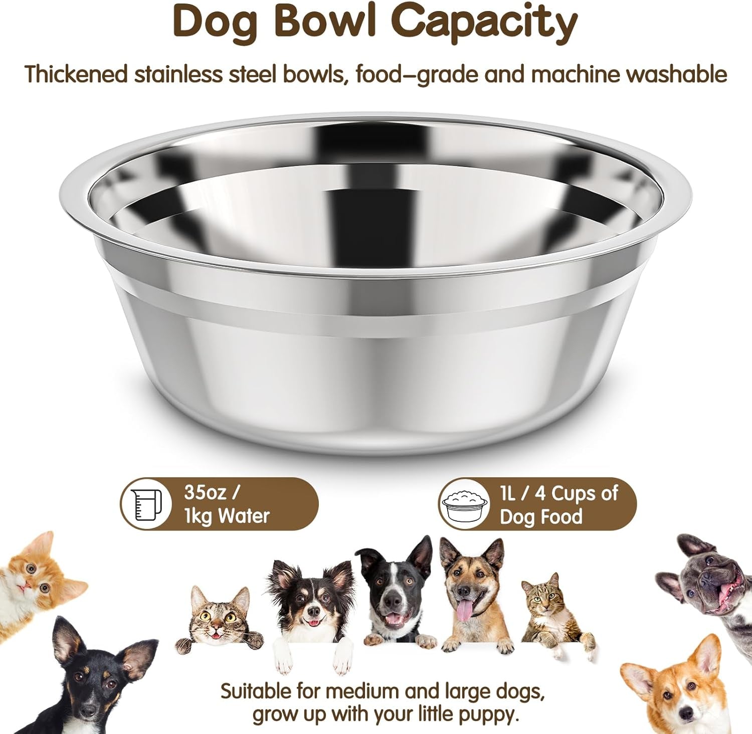 Elevated Dog Bowls Large Breed Raised Dogs Bowl Stand Large/Medium Sized Dog 1L Food Water Bowl Stands 5 Heights Adjustable 9/11/12/14In Black Pet Feeder Dish Station