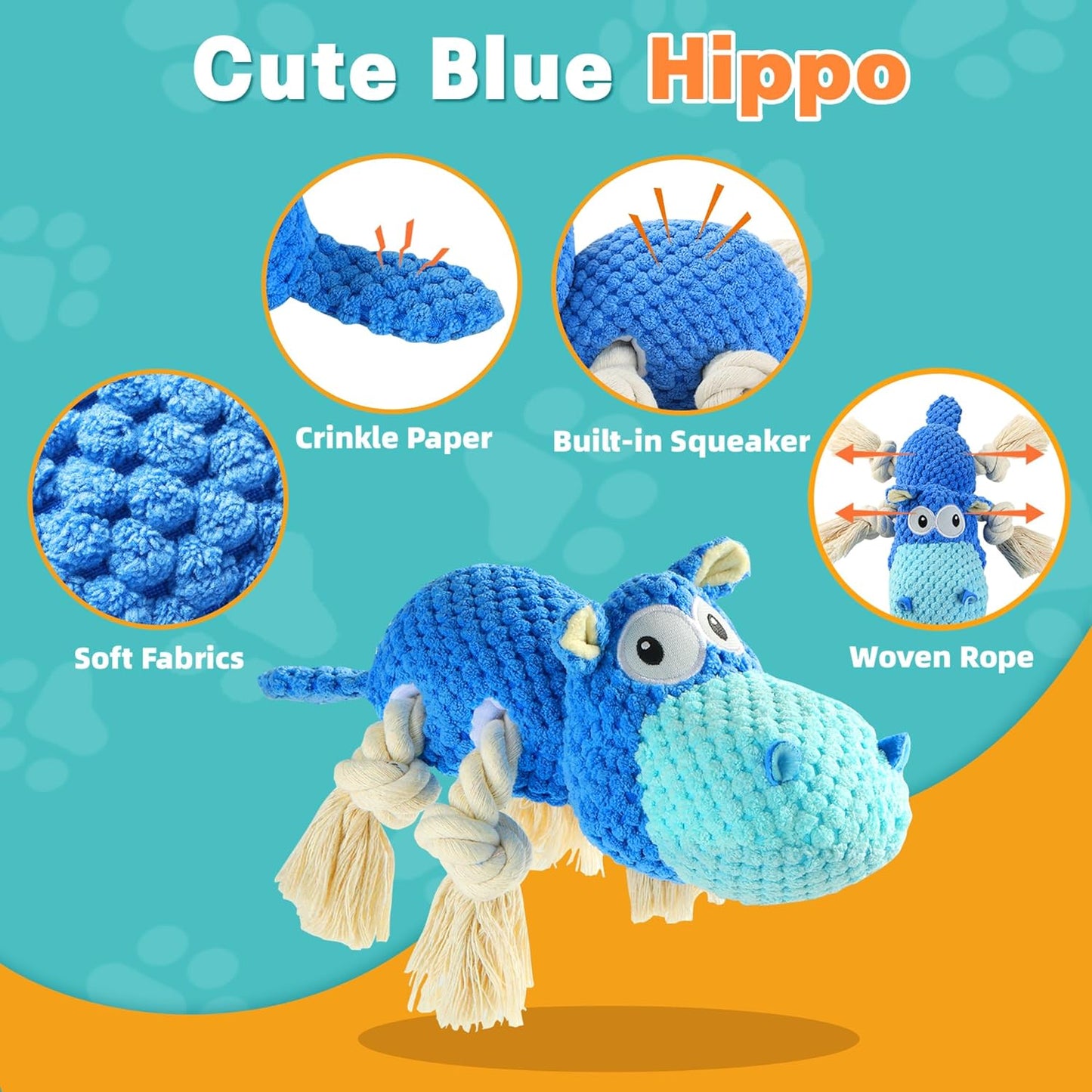 Dog Toys for Aggressive Chewers - Dog Toys to Keep Them Busy Squeaky Dog Toys for Large Dogs (Blue, Medium)