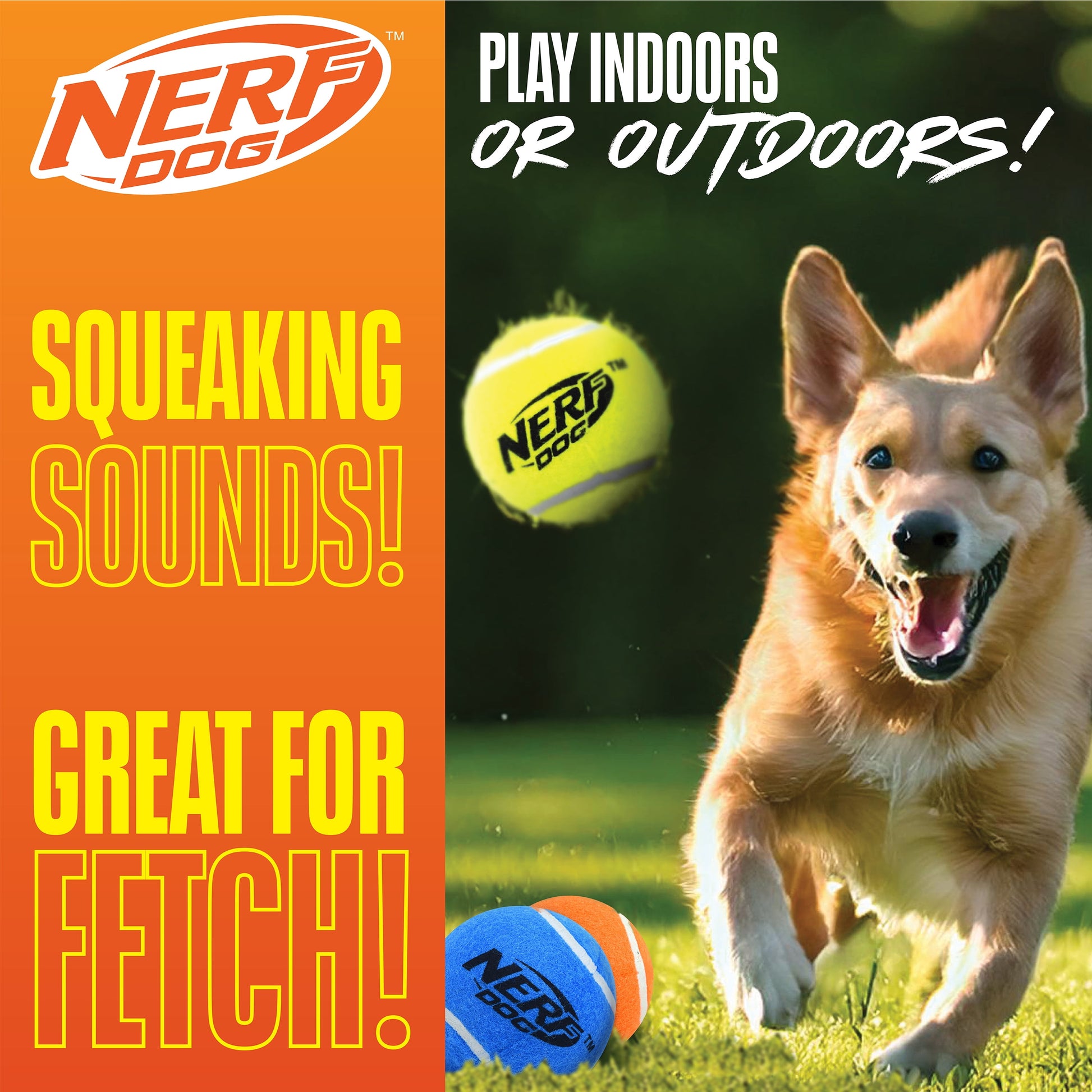 Squeak Tennis Ball Dog Toy, 2.5 Inch, 3 Pack