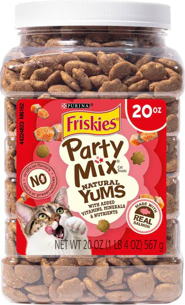 Purina  Natural Cat Treats Party Mix Natural Yums with Real Salmon and Added Vitamins, Minerals and Nutrients - 20 Oz. Canister