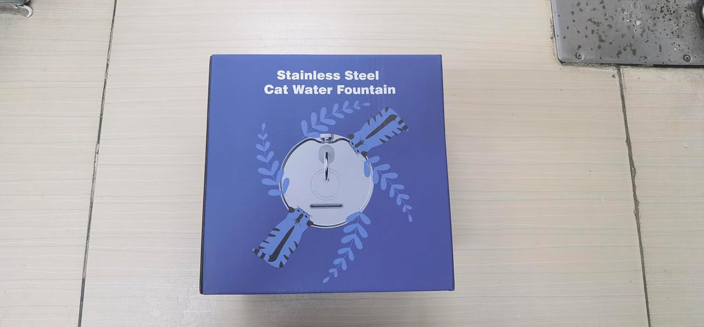 Cat Water Fountain Stainless Steel: 74Oz/2.2L Cat Fountain for Drinking - Pet Water Fountain for Cats inside - Quiet Cats Water Bowl Dispenser - Kitty Drinking Fountains - for Pets& Small Animals