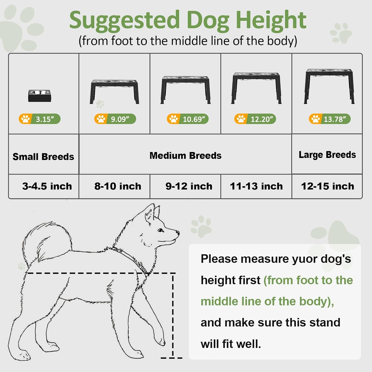 Elevated Dog Bowls Large Breed Raised Dogs Bowl Stand Large/Medium Sized Dog 1L Food Water Bowl Stands 5 Heights Adjustable 9/11/12/14In Black Pet Feeder Dish Station