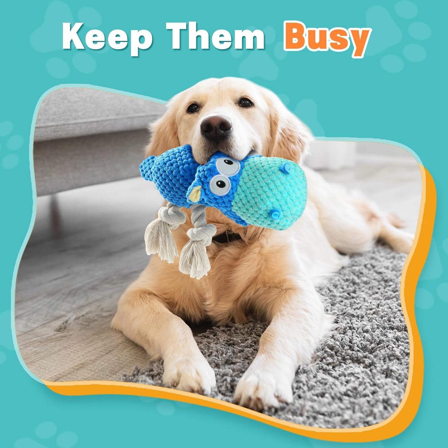 Dog Toys for Aggressive Chewers - Dog Toys to Keep Them Busy Squeaky Dog Toys for Large Dogs (Blue, Medium)