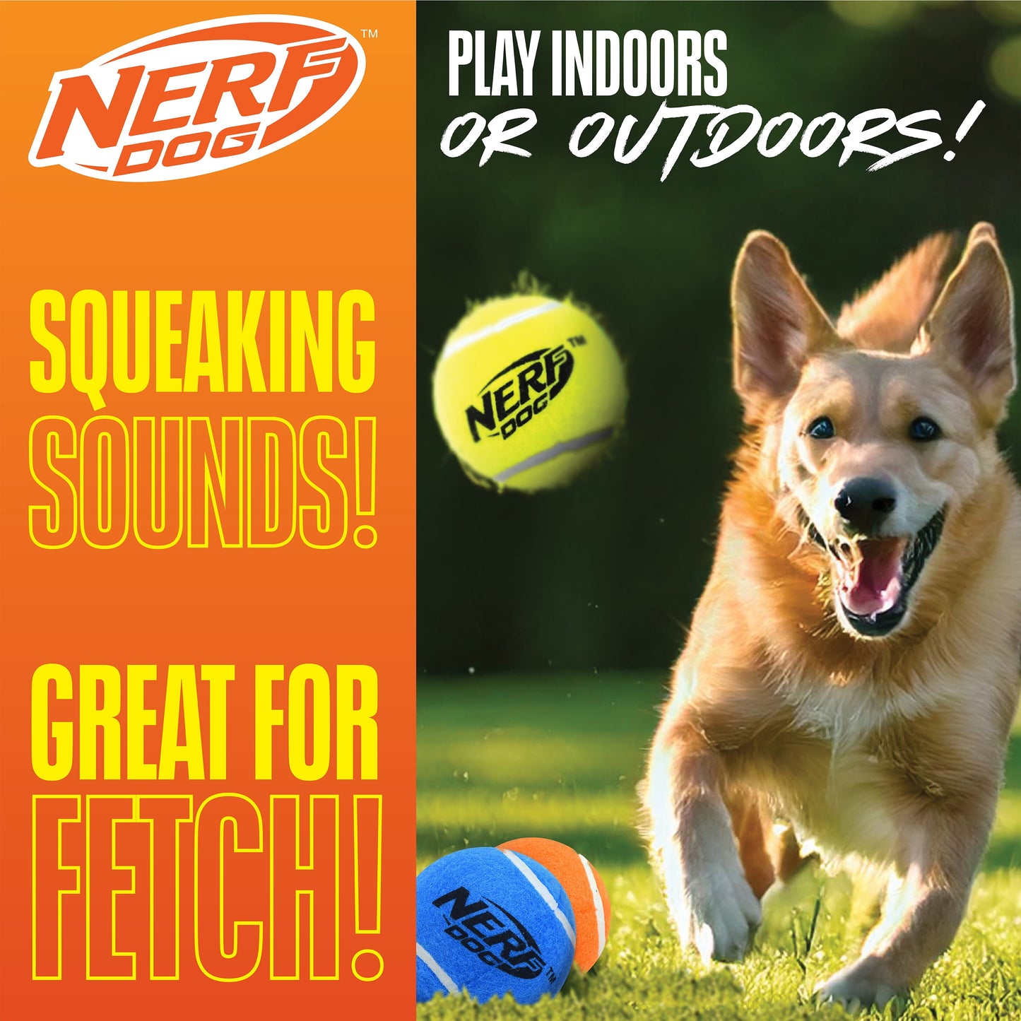 Squeak Tennis Ball Dog Toy, 2.5 Inch, 3 Pack