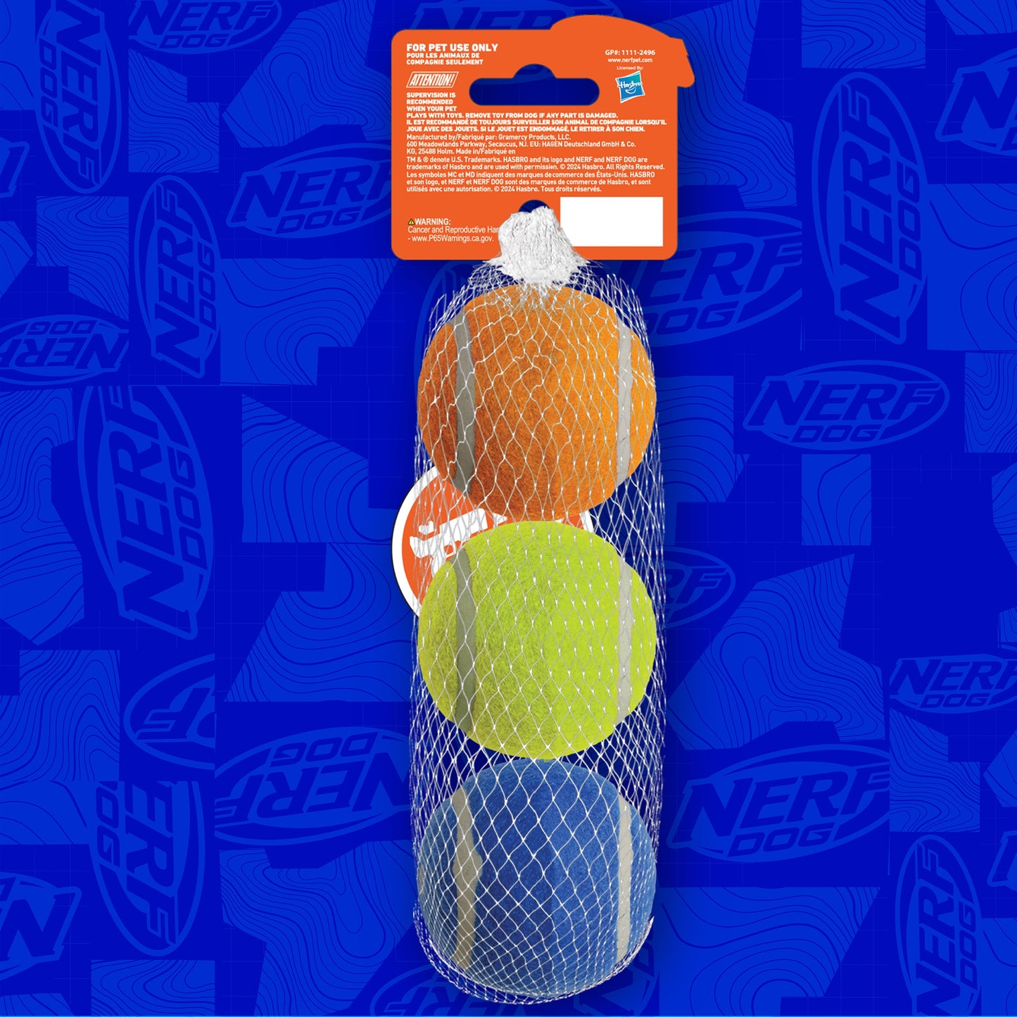 Squeak Tennis Ball Dog Toy, 2.5 Inch, 3 Pack